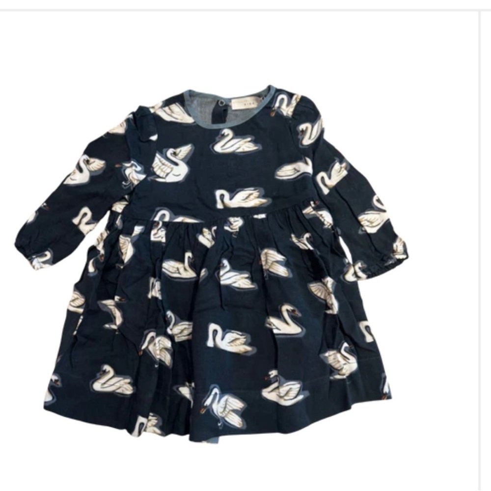 Stella McCartney Kids Black Swan Print Dress